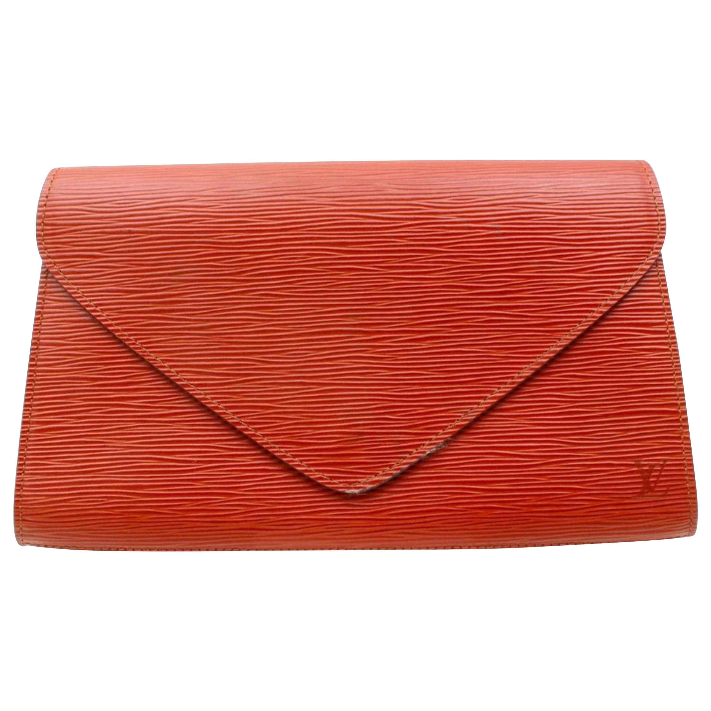 Louis Vuitton Art Deco Envelope 867954 Brown Leather Clutch For Sale