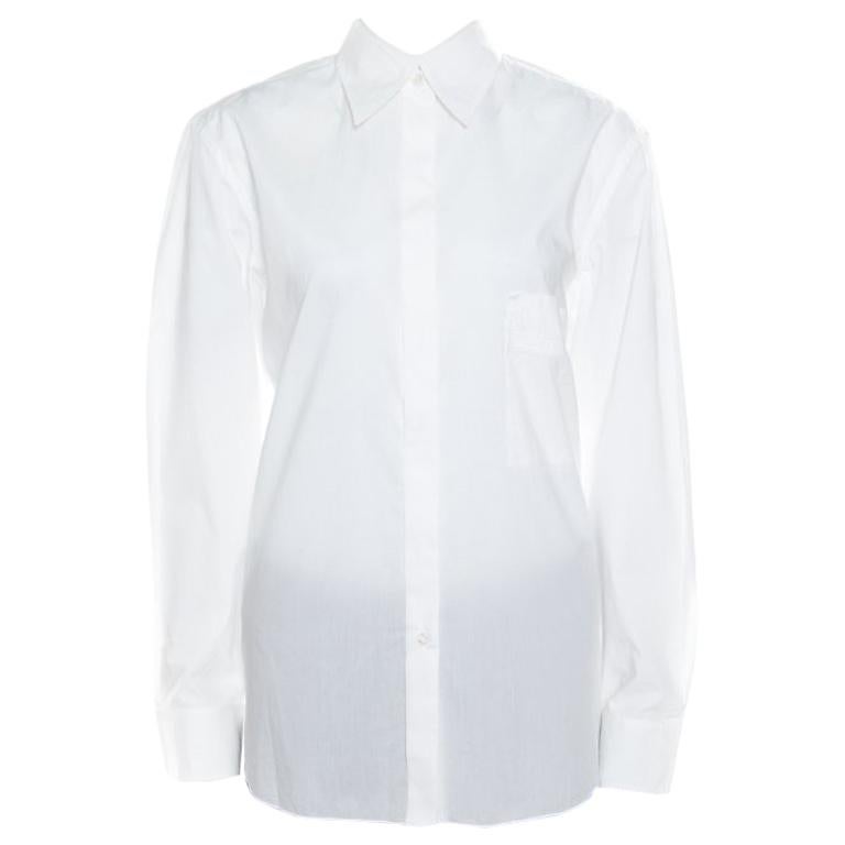 Hermes White Cotton Logo Embroidered Detachable Collar Detail Shirt M ...