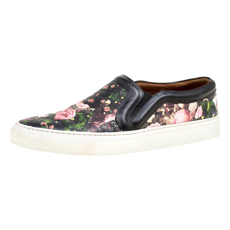 Givenchy Black Floral Print Leather Skate Slip On Sneakers Size 38 For ...