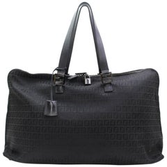 Fendi Monogram Boston Duffle 867470 Black Canvas Weekend/Travel Bag