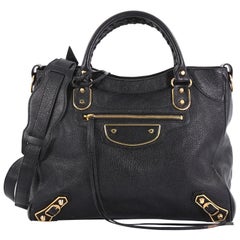 Balenciaga Velo Classic Studs Metallic Edge Handbag Leather