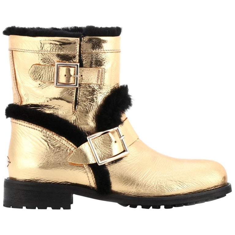 Jimmy Choo Youth FurLined Leather Ankle Boots at 1stDibs