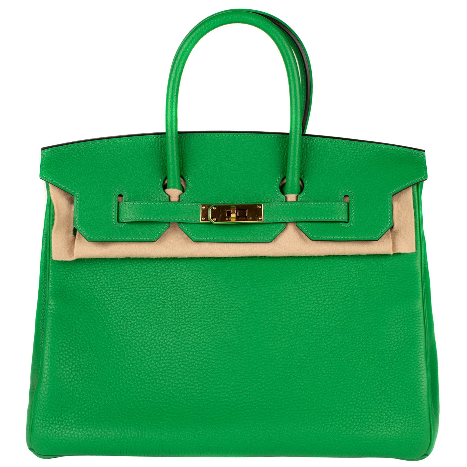 Hermes Birkin35cm Togo Bamboo Green Leather Bag