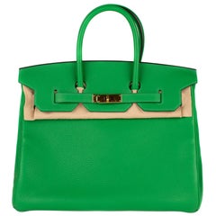 Hermes Birkin35cm Togo Bamboo Grün Leder Tasche