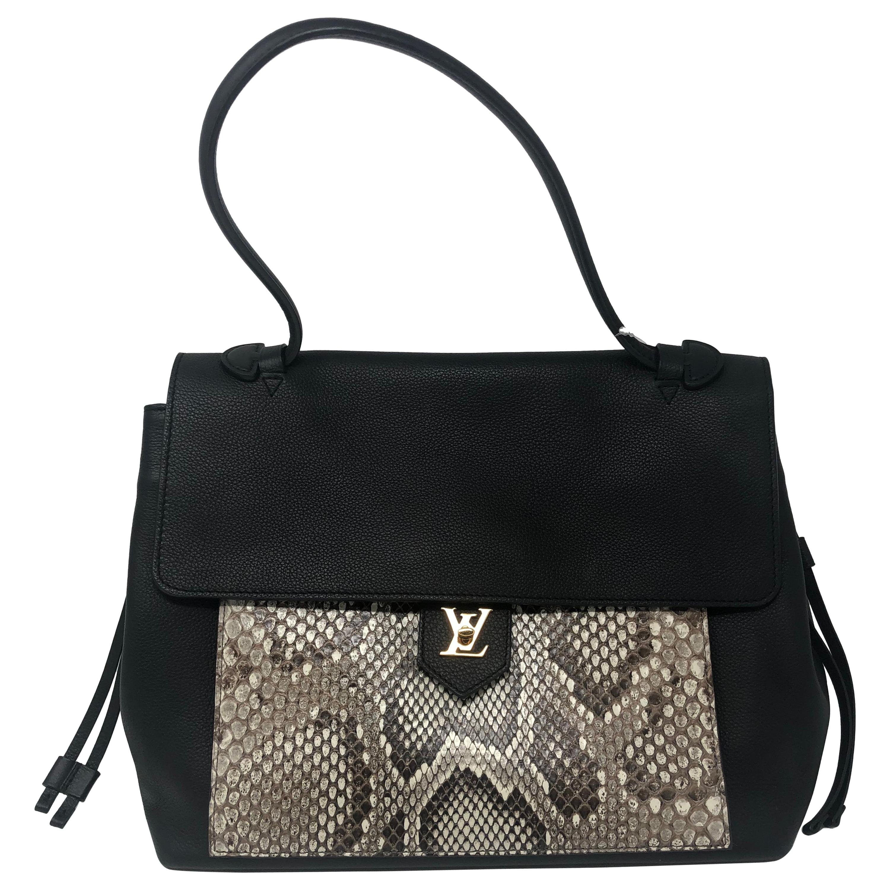 Louis Vuitton Lockme MM Black Python Bag