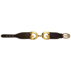 Vintage 1970s Gucci "GG" Logo Leather Bracelet 