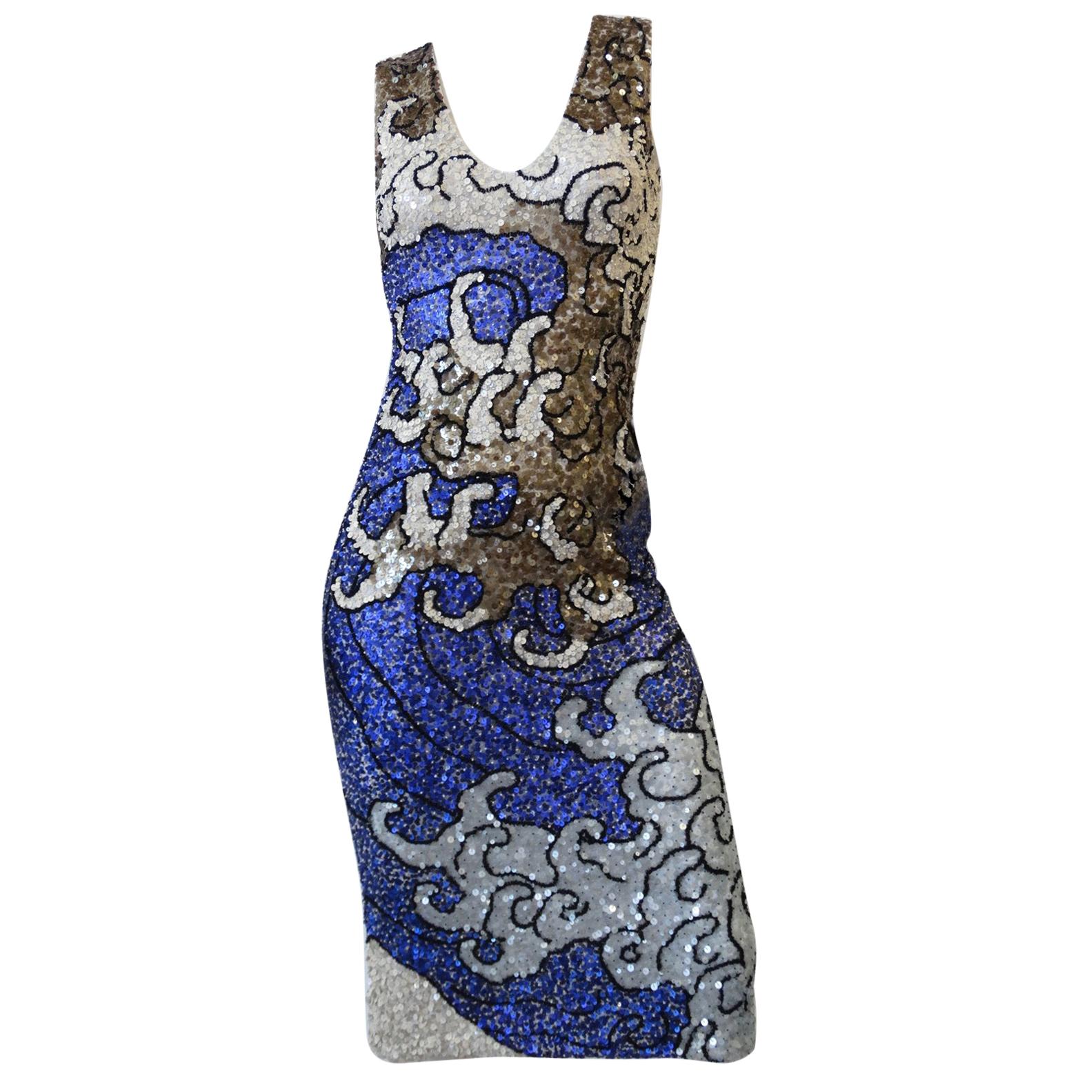 Farah Khan "The Great Wave" Inspired Sequined Tank Dress