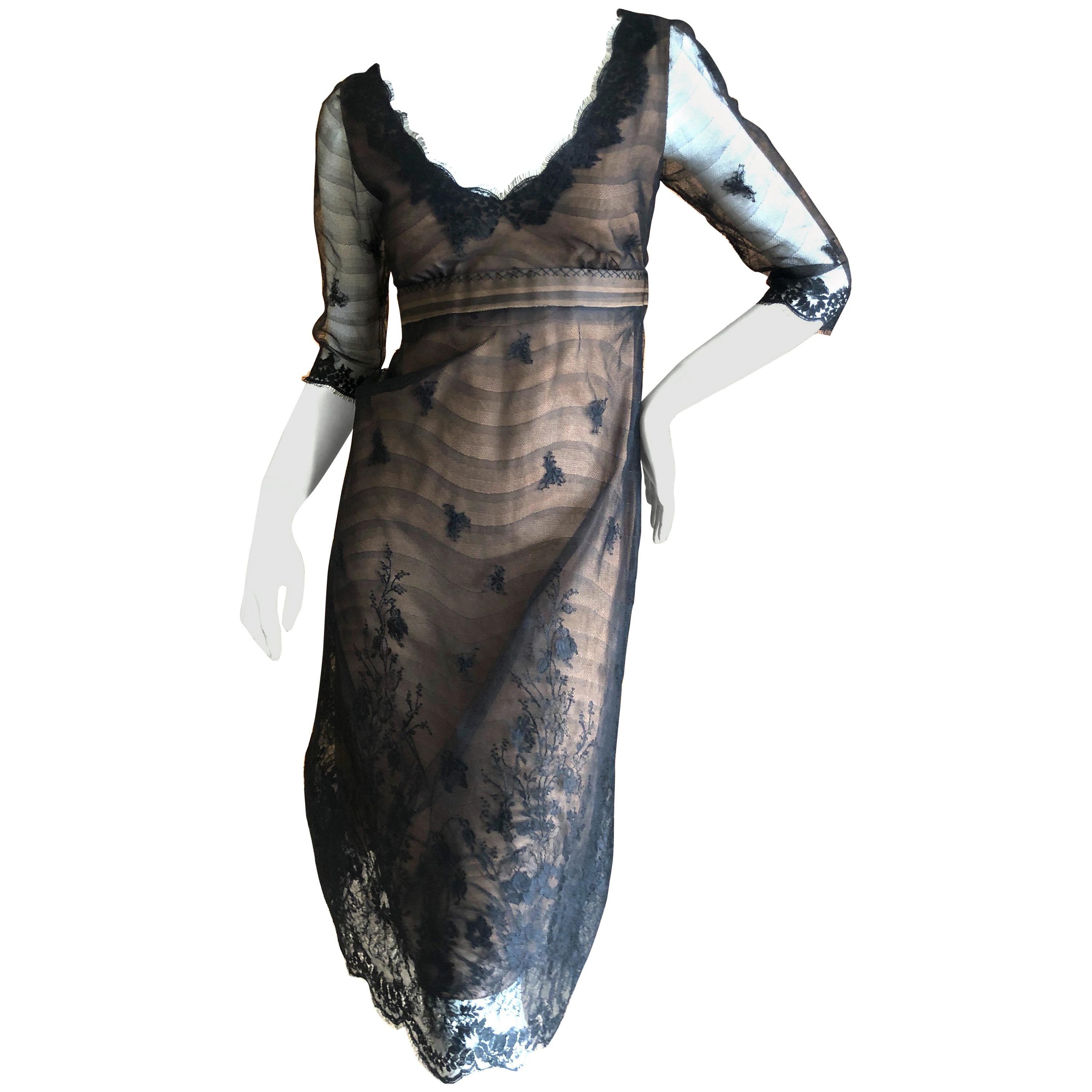 Isaac Mizrahi Vintage Brown Lace Overlay Day Dress For Sale at 1stDibs ...