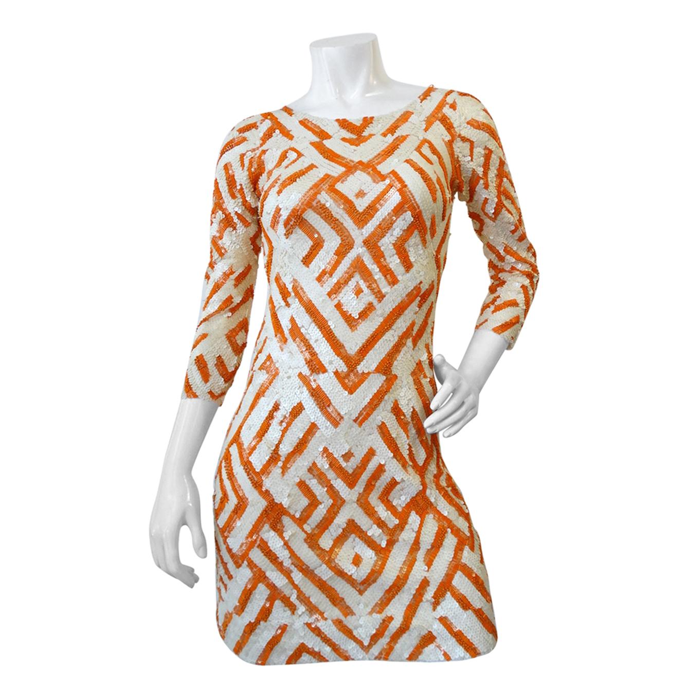 Farah Khan Geometric Op-Art Sequin Dress