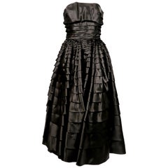 1990's JOHN GALLIANO black ruffled strapless dress