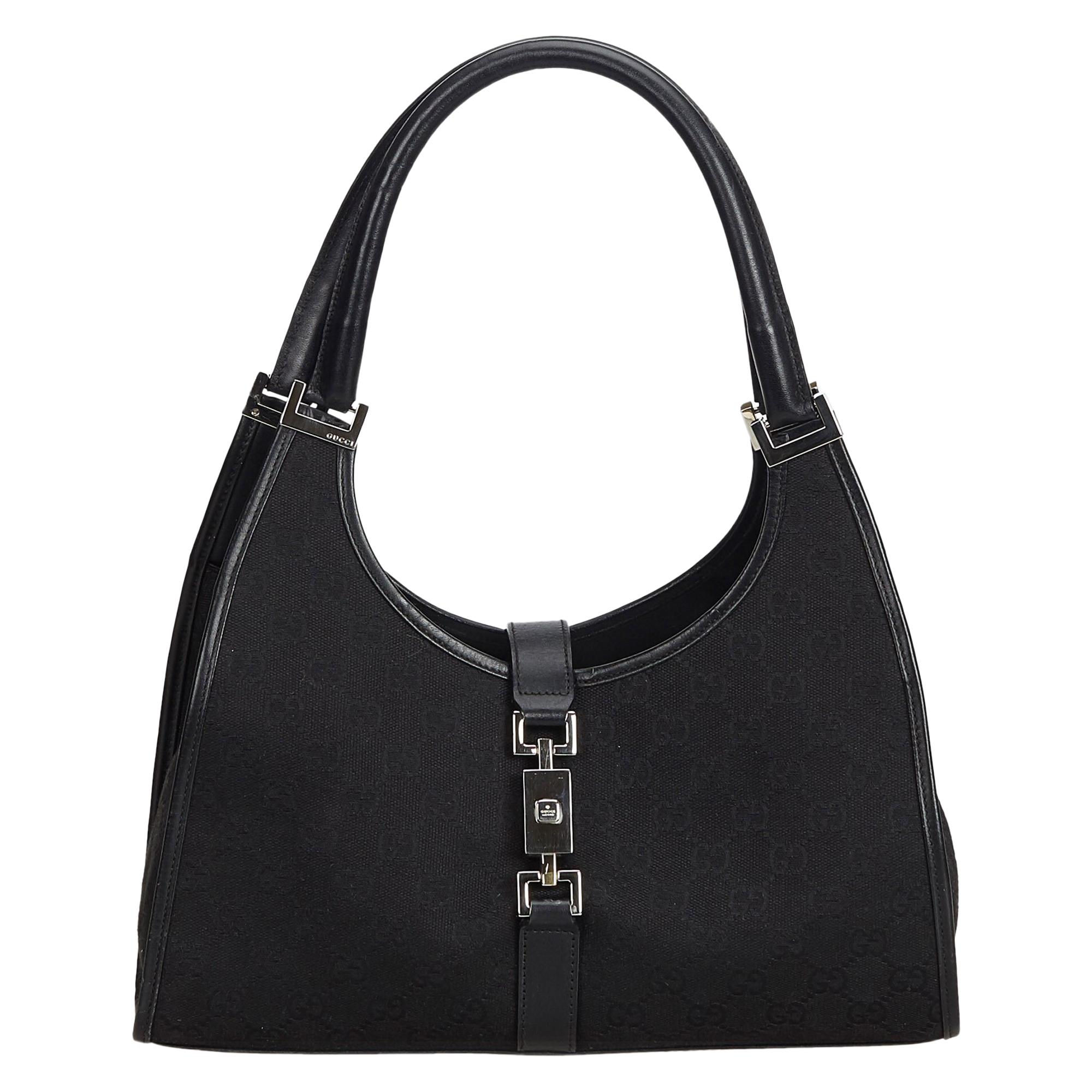 Gucci Black Guccissima Canvas Jackie Shoulder Bag at 1stDibs