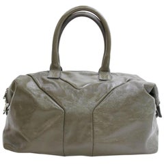 Saint Laurent Duffle Easy Y Boston 867353 Olive Patent Leather Weekend/Travel Ba