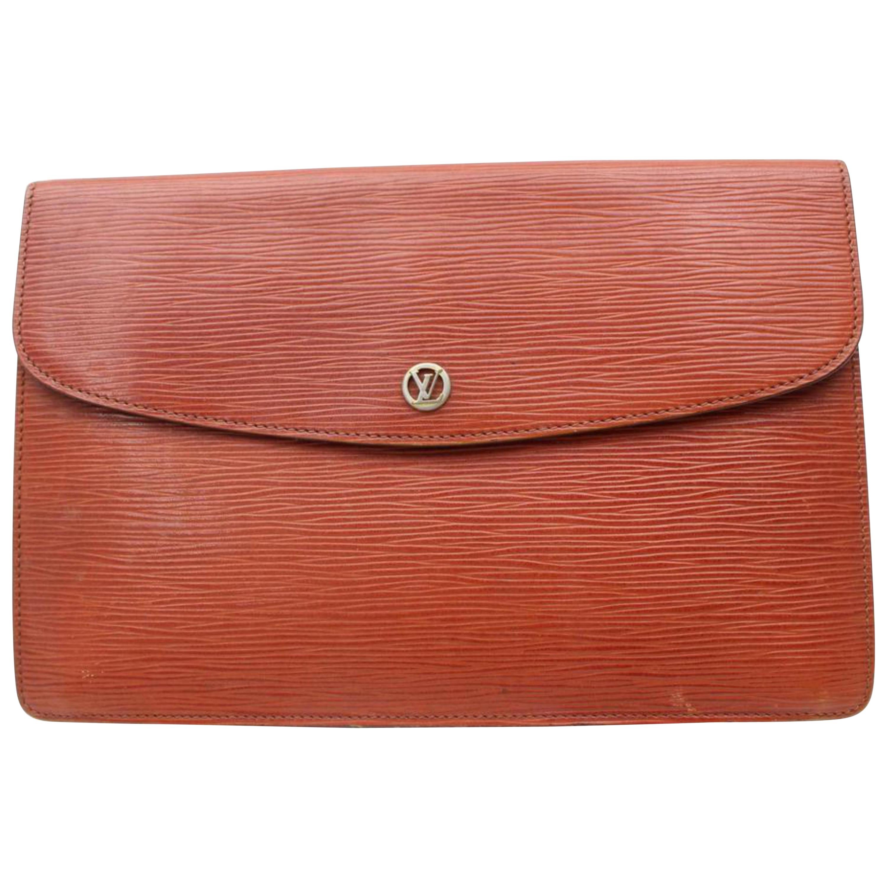 Louis Vuitton Montaigne 867317 Brown Leather Clutch For Sale