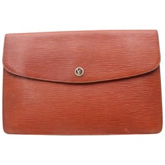 Louis Vuitton Montaigne 867317 Braune Leder Clutch