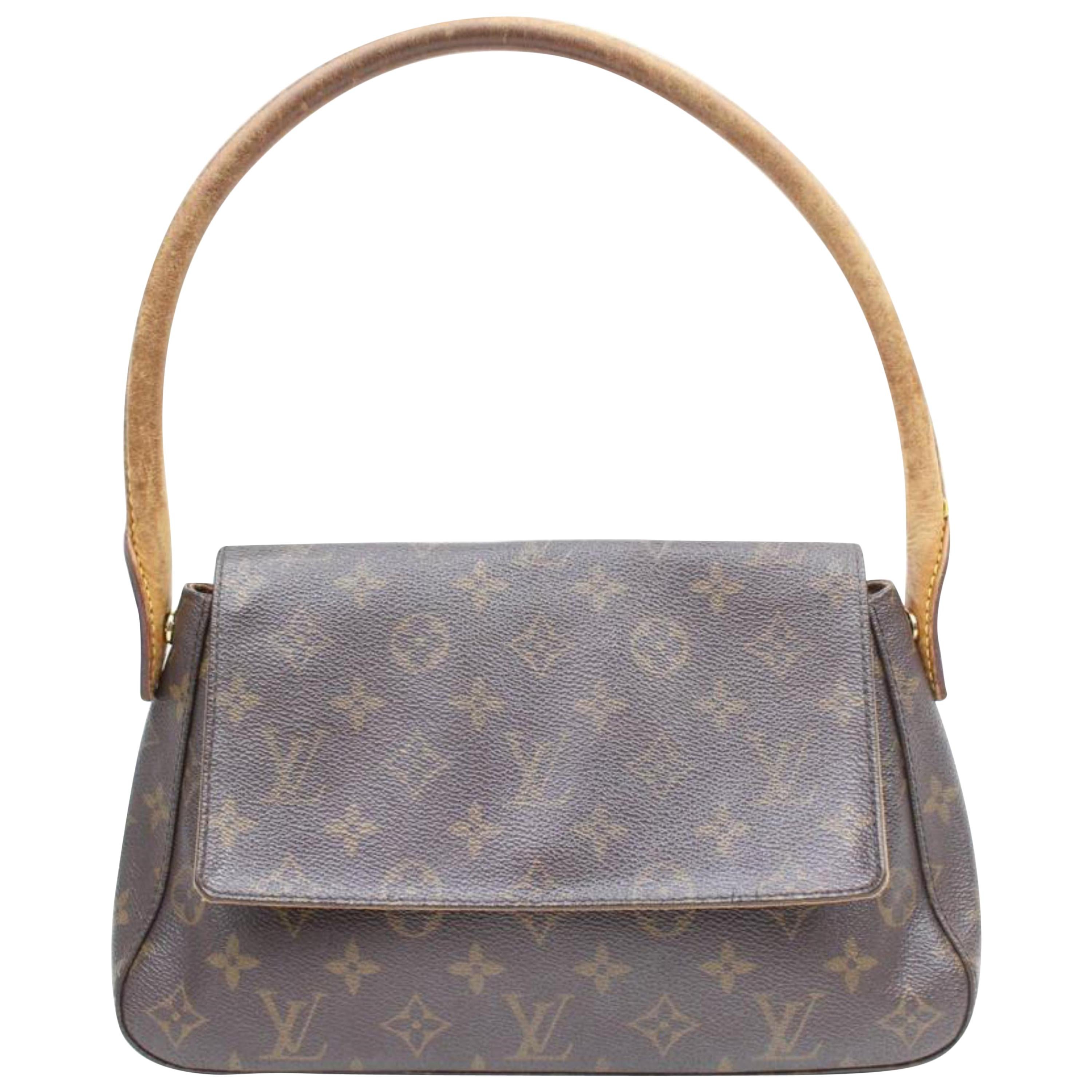 Louis Vuitton Looping Monogram Mini Pm 869105 Brown Coated Canvas Satchel For Sale