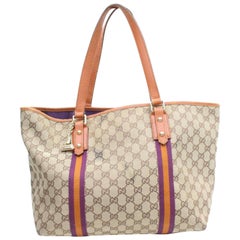 Gucci Jolicoeur Monogram Web Sherry Charm 869682 Brown Canvas Tote