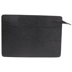 Louis Vuitton Pochette Noir Homme 868784 Black Leather Clutch