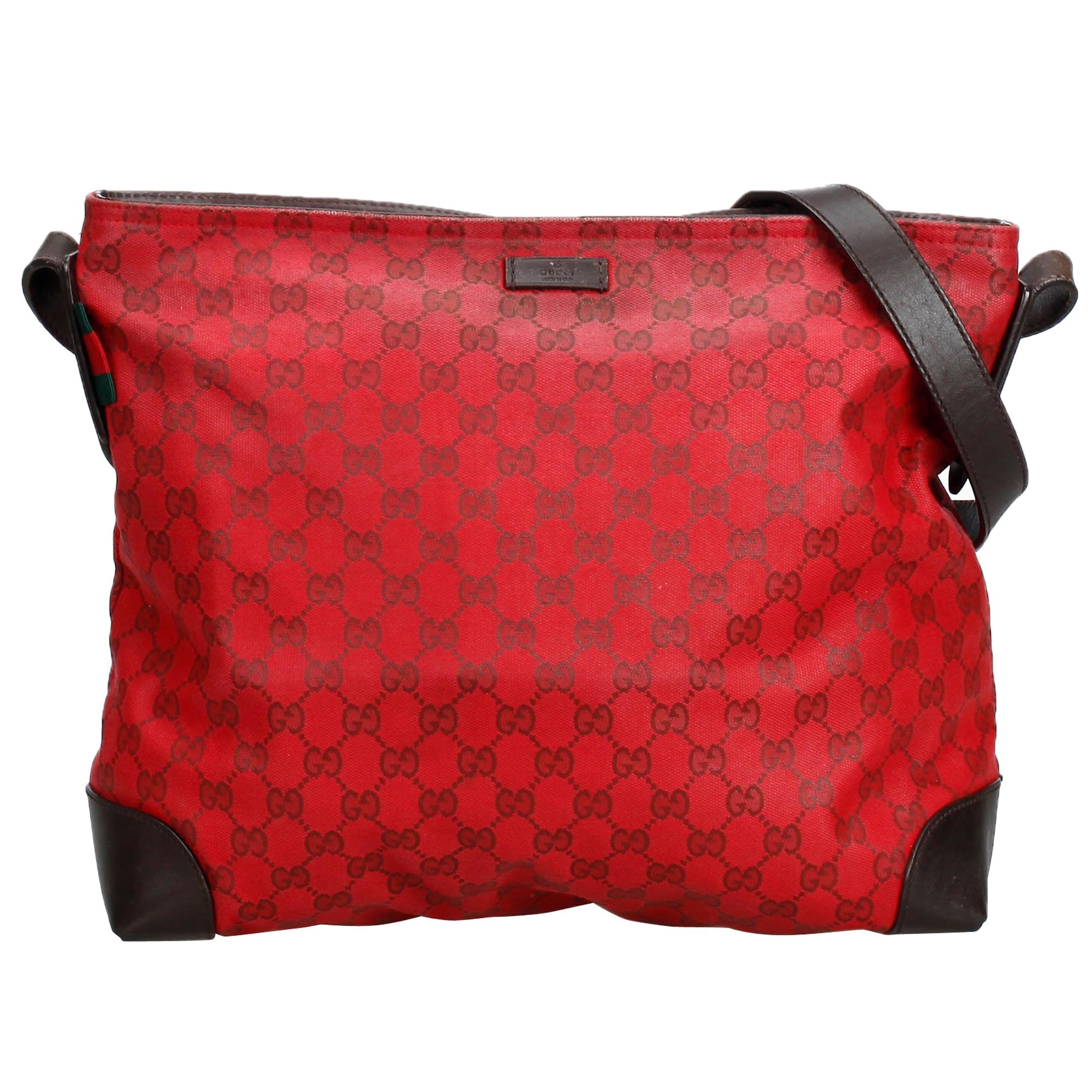 Gucci Red GG Supreme Crossbody Bag For Sale
