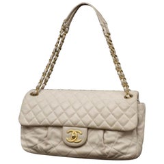 Chanel Classic Light Quilted Jumbo Flap 234109 Beige Leather Shoulder Bag
