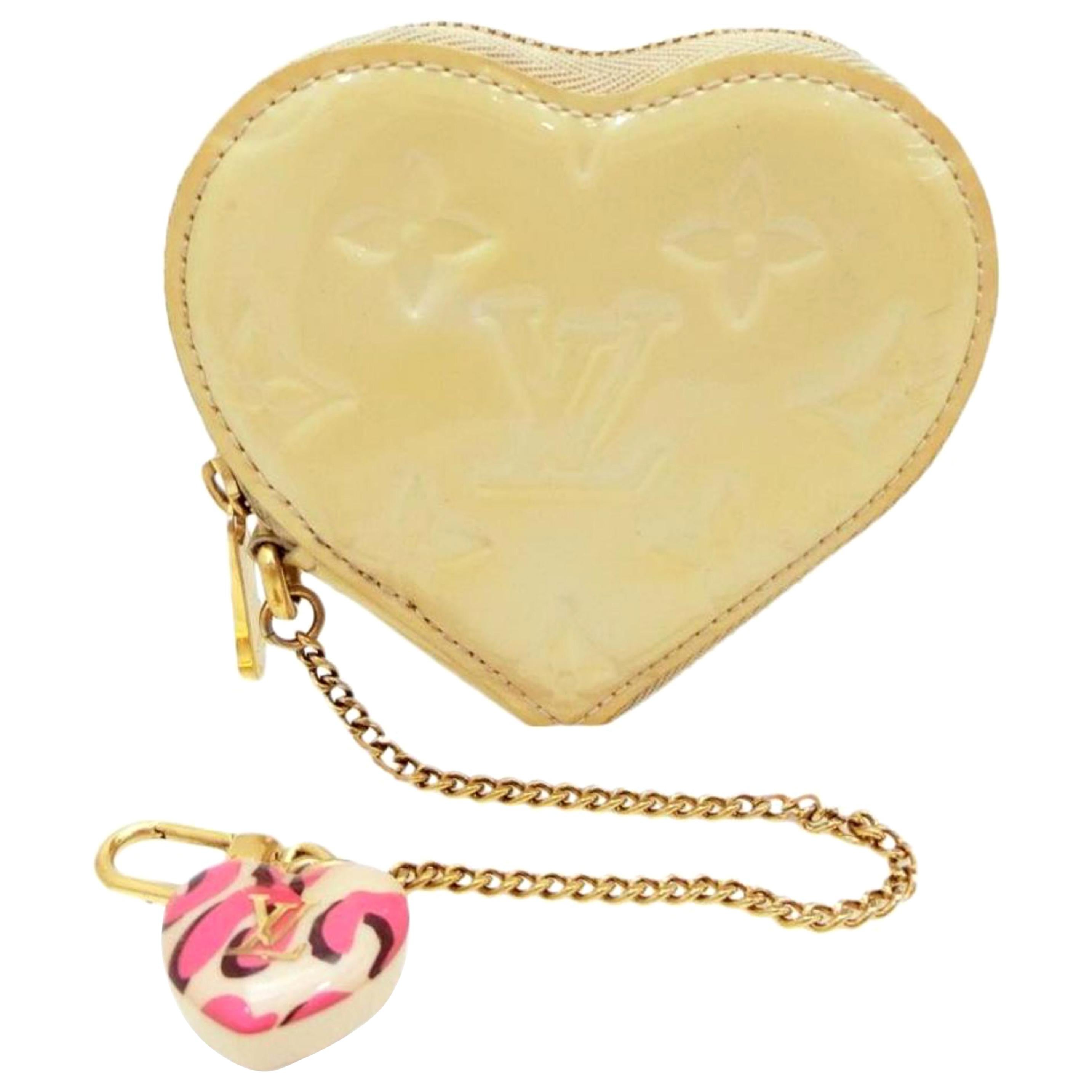 Louis Vuitton Rose Indian Sweet Monogram Vernis Heart Coin Purse