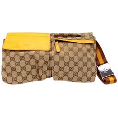 Gucci (Ultra Rare) Limited Fanny Pack Belt Waist Pouch 234209 Yellow Canvas Cros