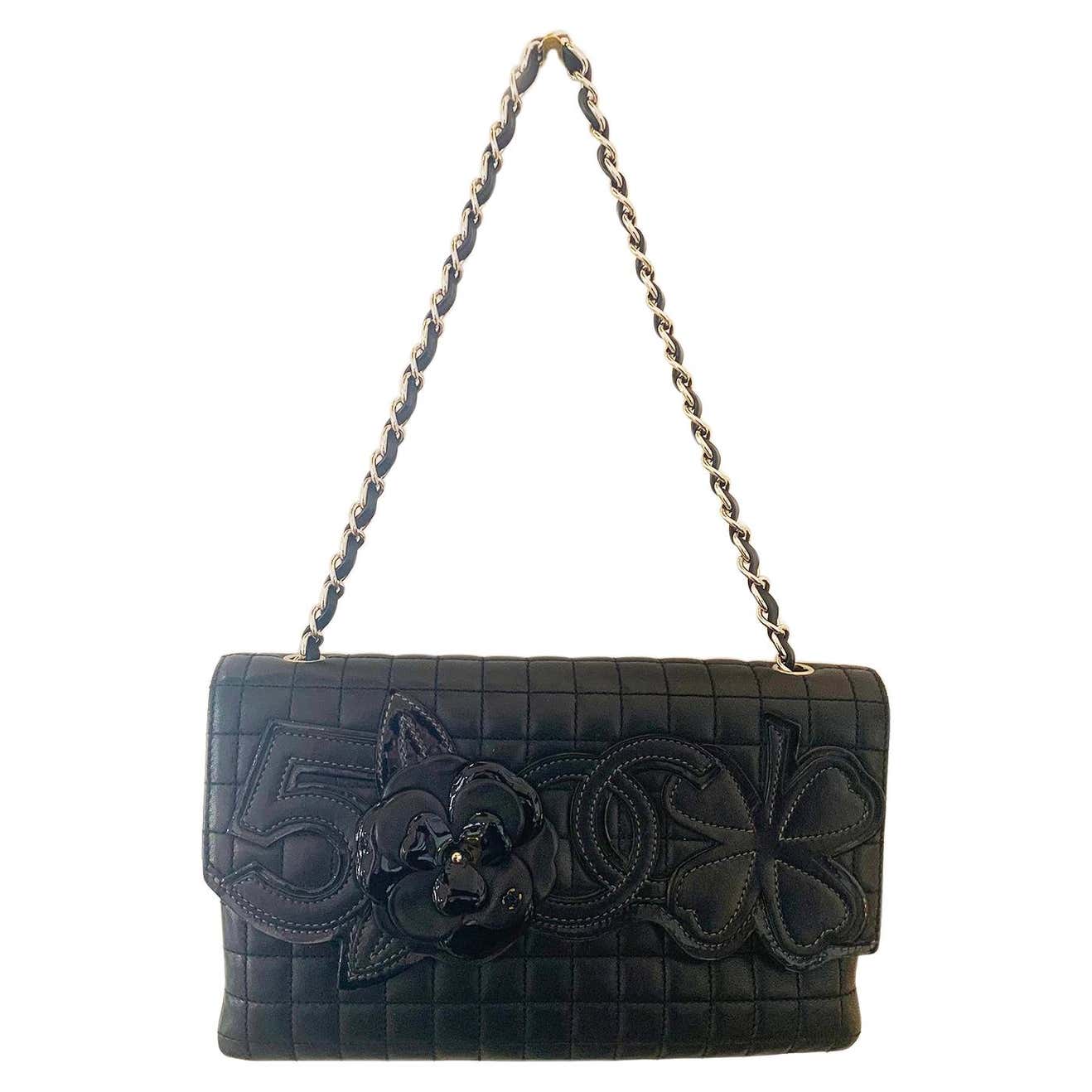 Authentic Black Chanel Camelia handbag bag purse For Sale at 1stDibs