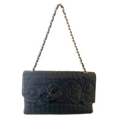 Authentic Black Chanel Camelia handbag bag purse