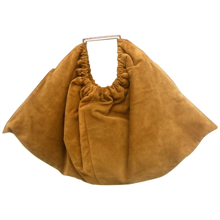 Versace Italian Brown Suede Large Scale Handbag circa 1990s For Sale at  1stDibs