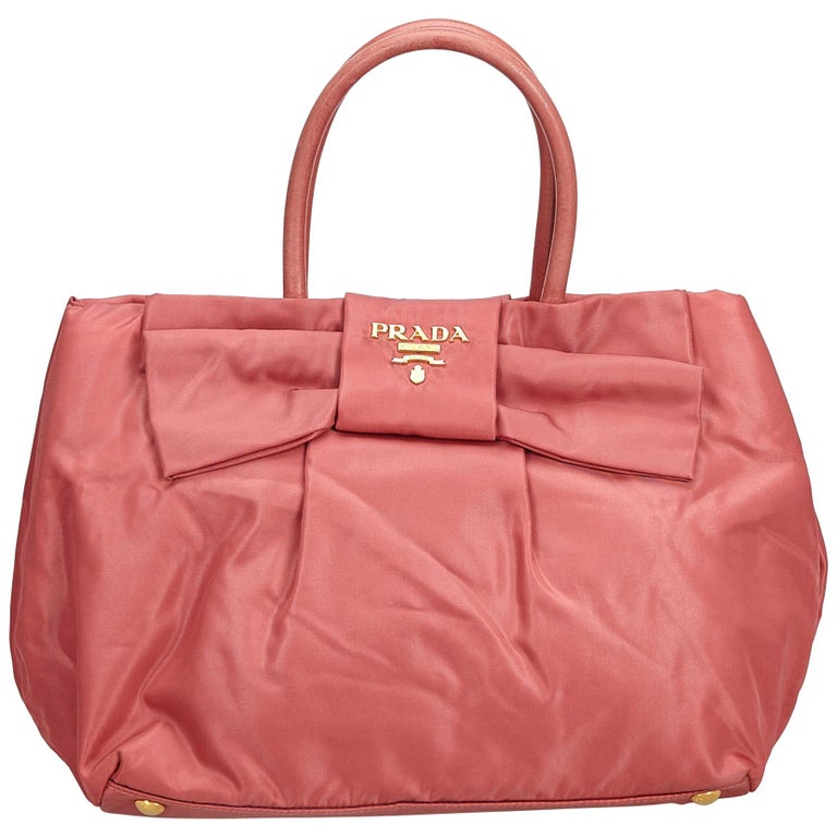 Prada Pink Tessuto Nylon Bow Handbag For Sale at 1stdibs