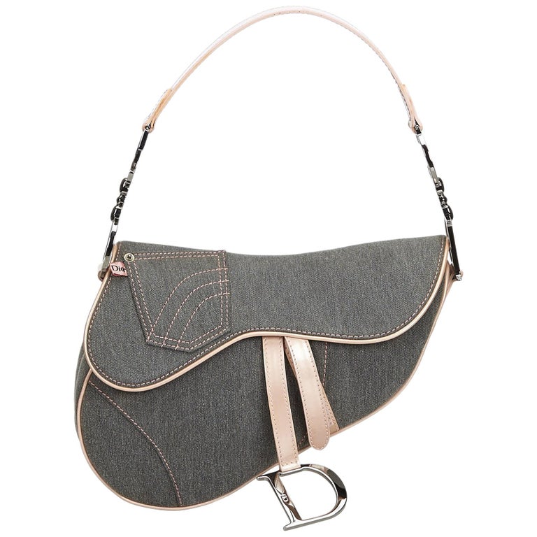 Dior Gray Denim Saddle Bag at 1stdibs