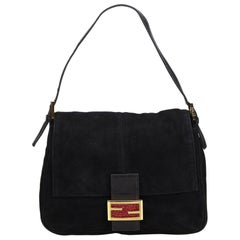 Fendi Black Suede Mamma Baguette