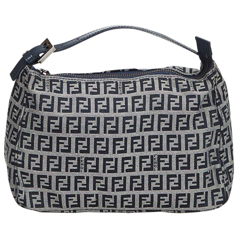 Fendi Gray Zucchino Canvas Handbag For Sale at 1stdibs