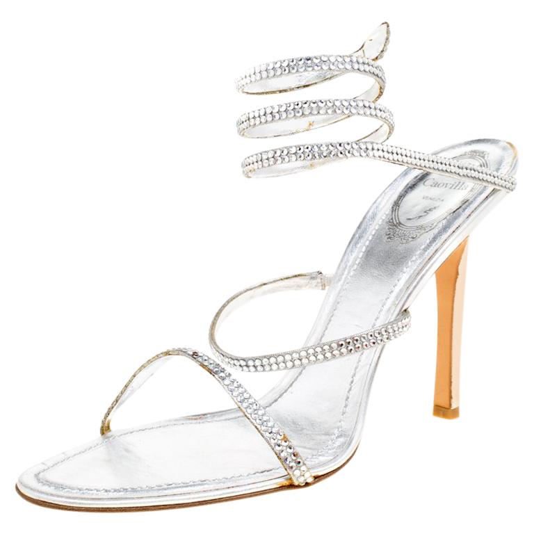 silver wrap sandals
