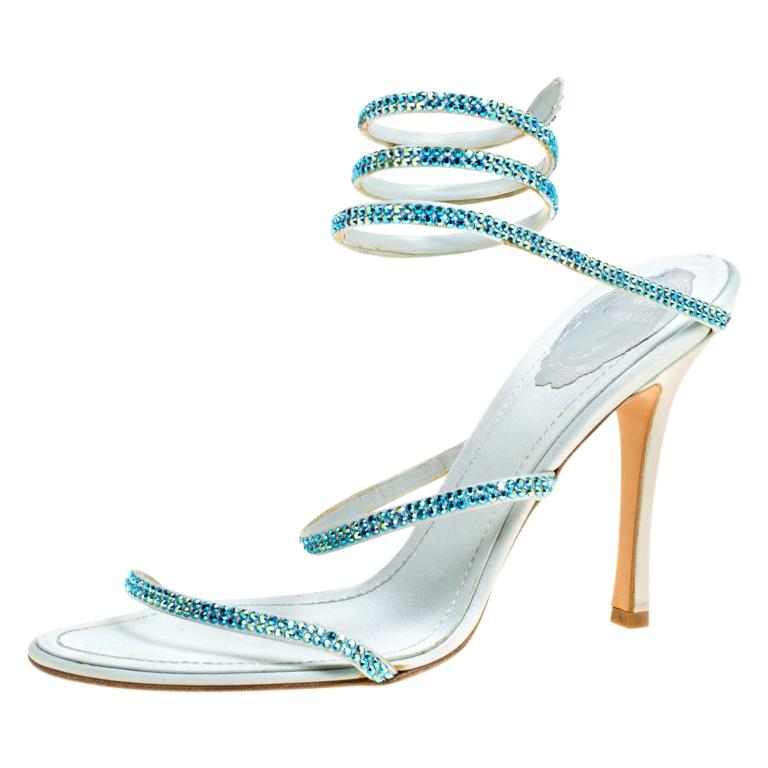 rene caovilla blue heels