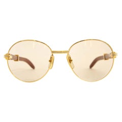 Rare Cartier Giverny Palisander Rosewood Gold Sunglasses