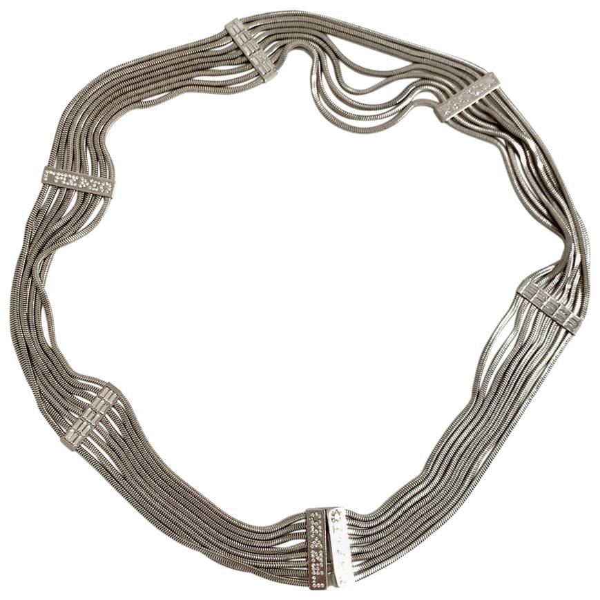CHANEL Silberner Metallschlangengewebe-Gürtel Größe 85 FR