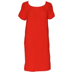 Hermes orange cashmere cotton mix knit dress