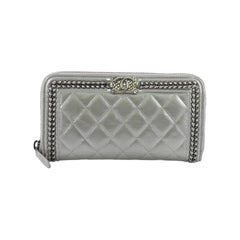 Chanel Boy Zip Jacket Wallet Quilted Calfskin Long