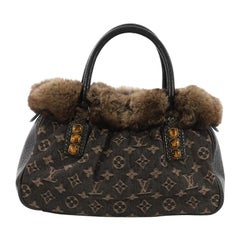 Louis Vuitton Trapeze Handbag Denim with Fur and Lizard PM