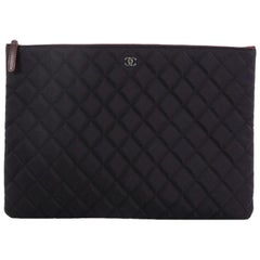 Chanel O Case Clutch Quilted Nylon Large