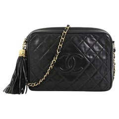 Chanel Vintage Diamond CC Camera Bag Quilted Leather Medium