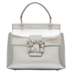 Roger Vivier Viv' Flower Strass Buckle silver leather bag