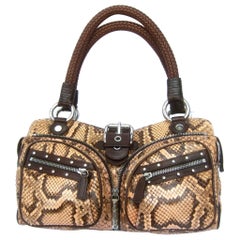 Retro Versace Snakeskin Leather Trim Italian Handbag circa 1990s