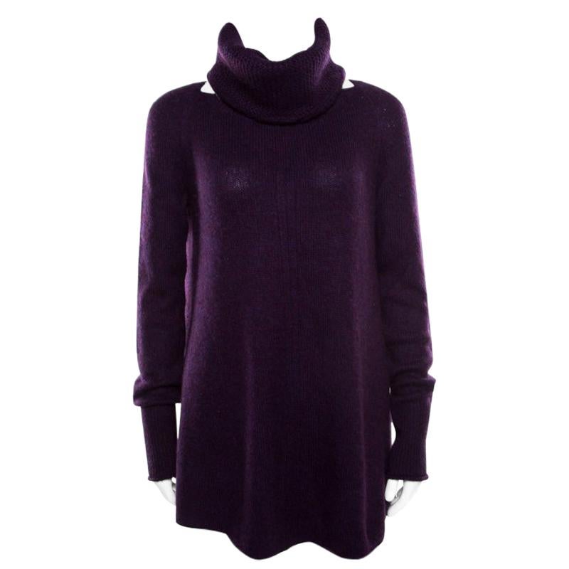 Loro Piana Purple Cashmere Sweater and Infinity Scarf Set S