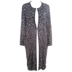 Lanvin Grey Sequin Embellished Long Jacket M