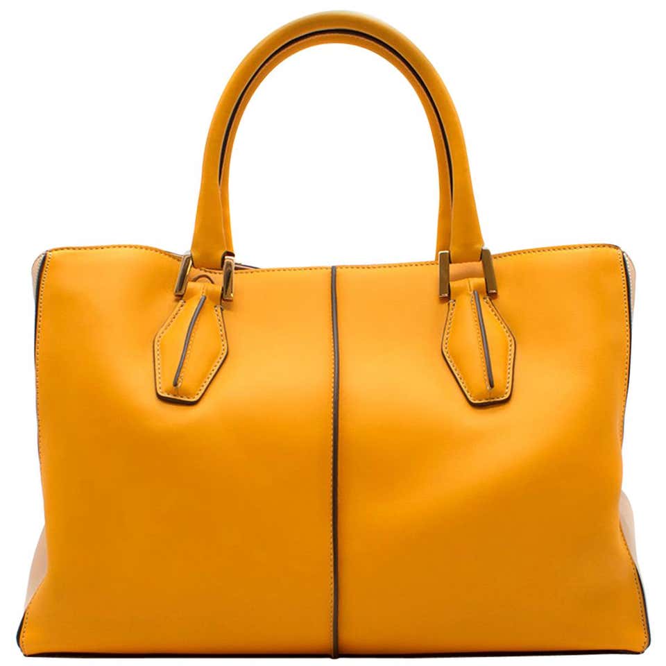 Tod's Yellow Top Handle Leather Bag at 1stDibs