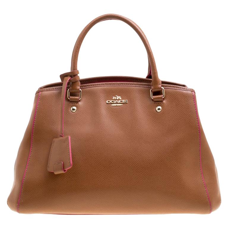 Coach Brown/Pink Leather Top Handle Bag For Sale at 1stDibs | coach ...