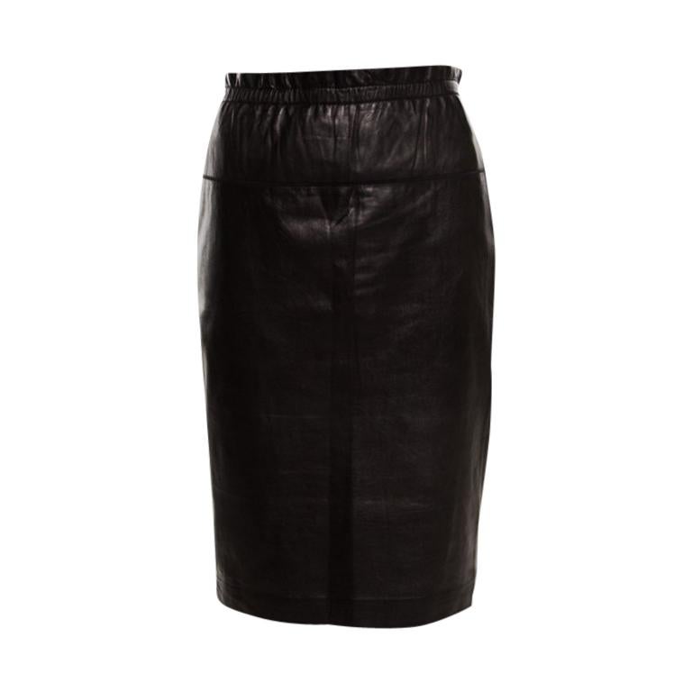 3.1 Phillip Lim Brown Lamb Leather Ruffled Waist Detail Pencil Skirt M
