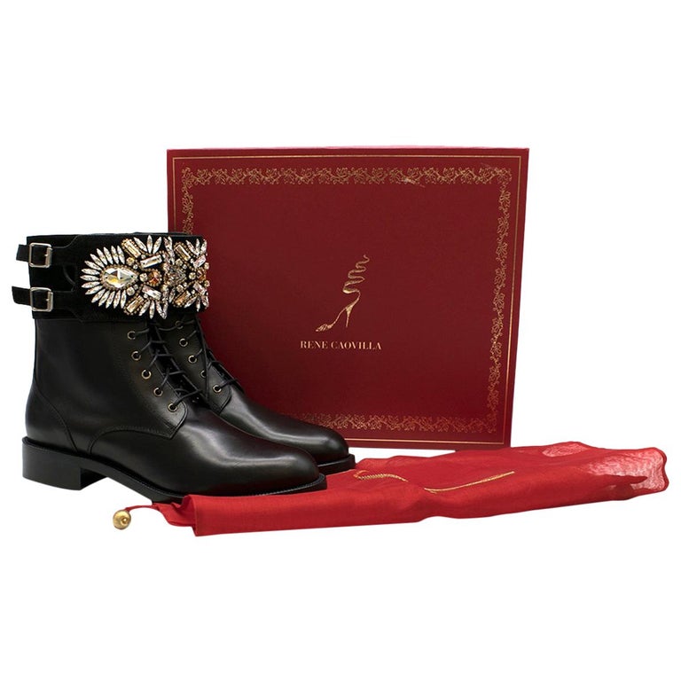 rene caovilla embellished biker leather boots
