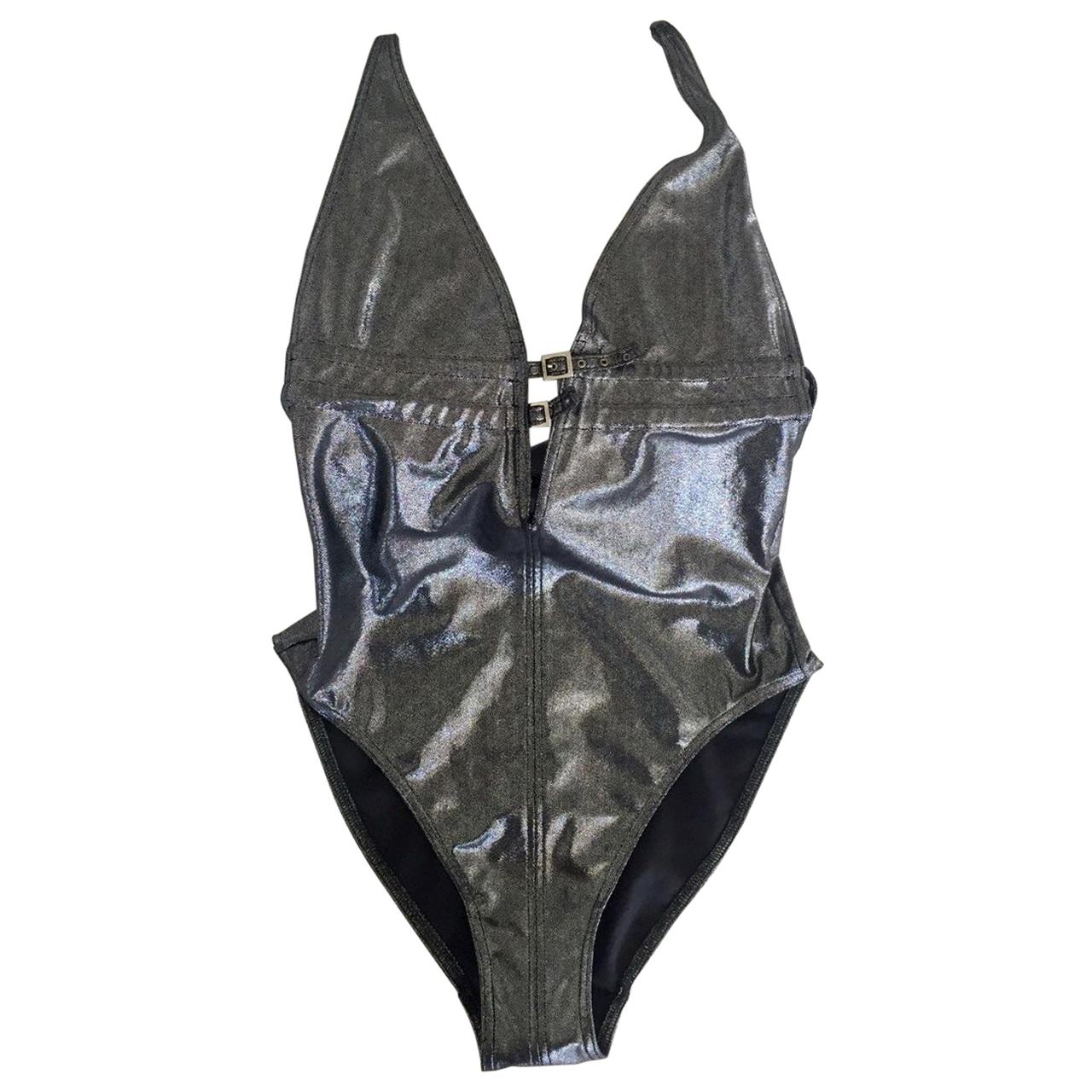 Christian Dior  x John Galliano Grey Metallic Vintage 90's Rare Swimsuit
